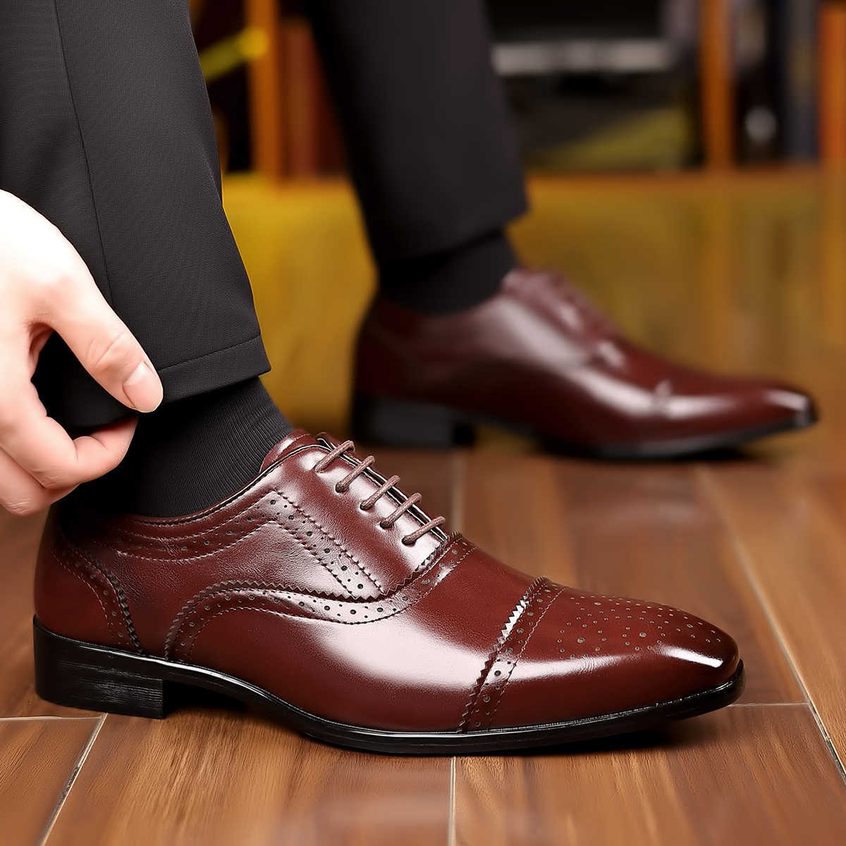 Shoes New Men's FAshionable Casual Outdoor Business Office Formal Shoes Classic Comfortable Anti-Slip Walking Shoes H260805