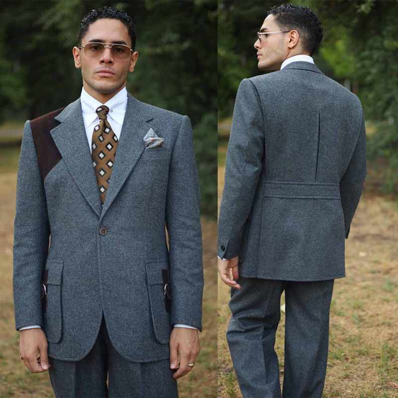 Elegant Men Suits Set 2 Piece Blazer Pant Single Breasted Notch Collar Formal Office Occasion Commuting Customized