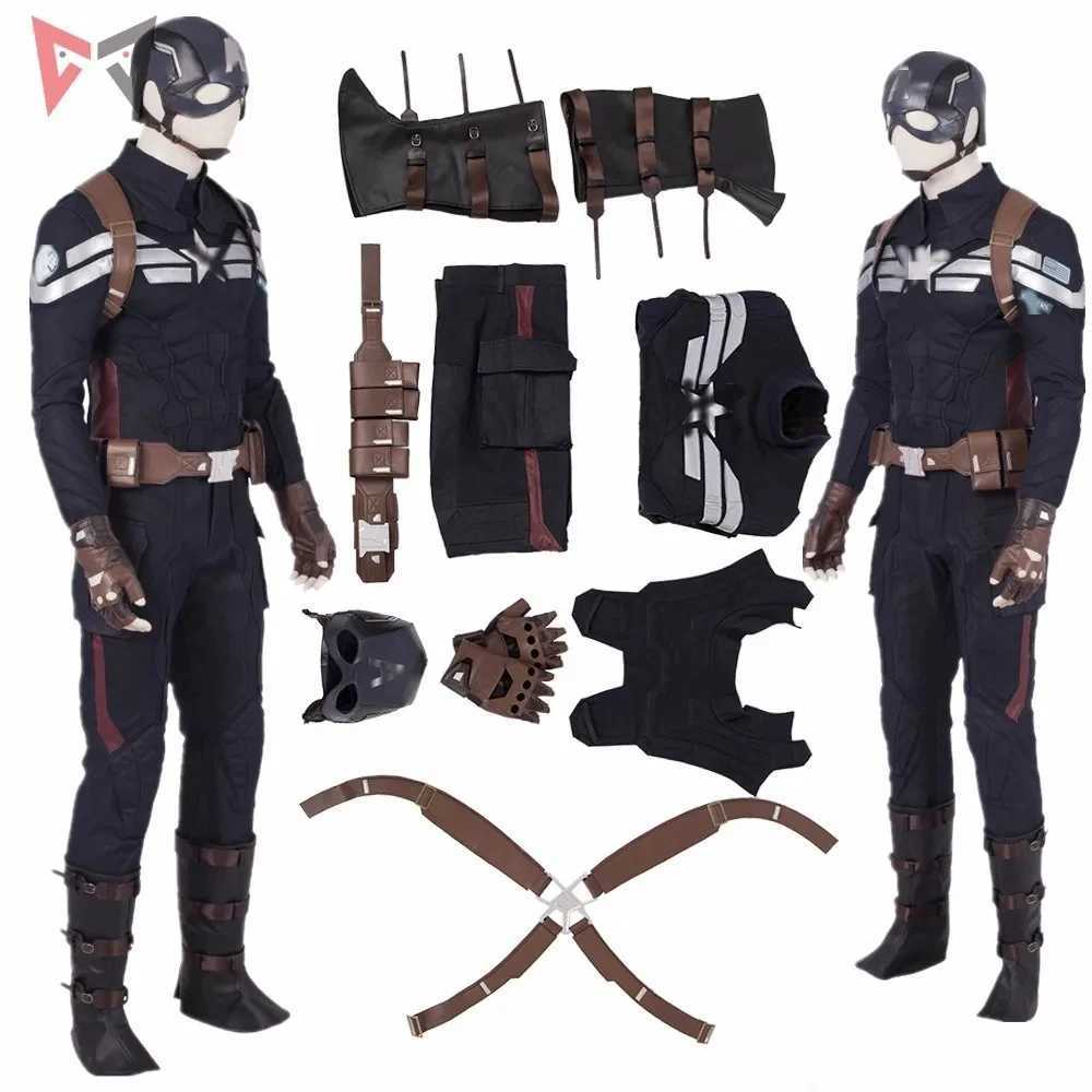 New Captaining Americang Cosplay Costume Steven Rogersing Helmet Tops Pants Belt Set For Halloween Carnival Custom Made T260804