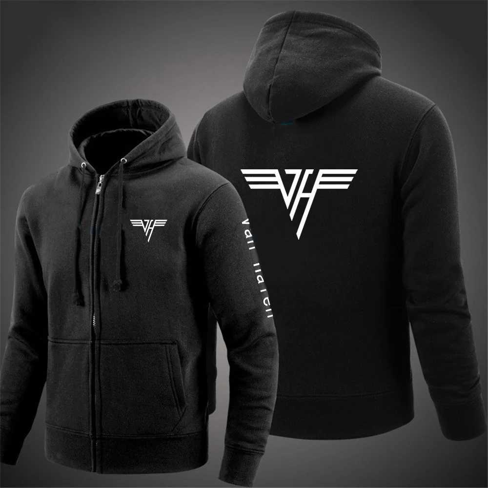 2024 Spring Autumn Van Halen Printing Solid Color Classic Hooded Hoodies Men's Trendy Sports Casual Long Slve Loose Coat S260805LI1E