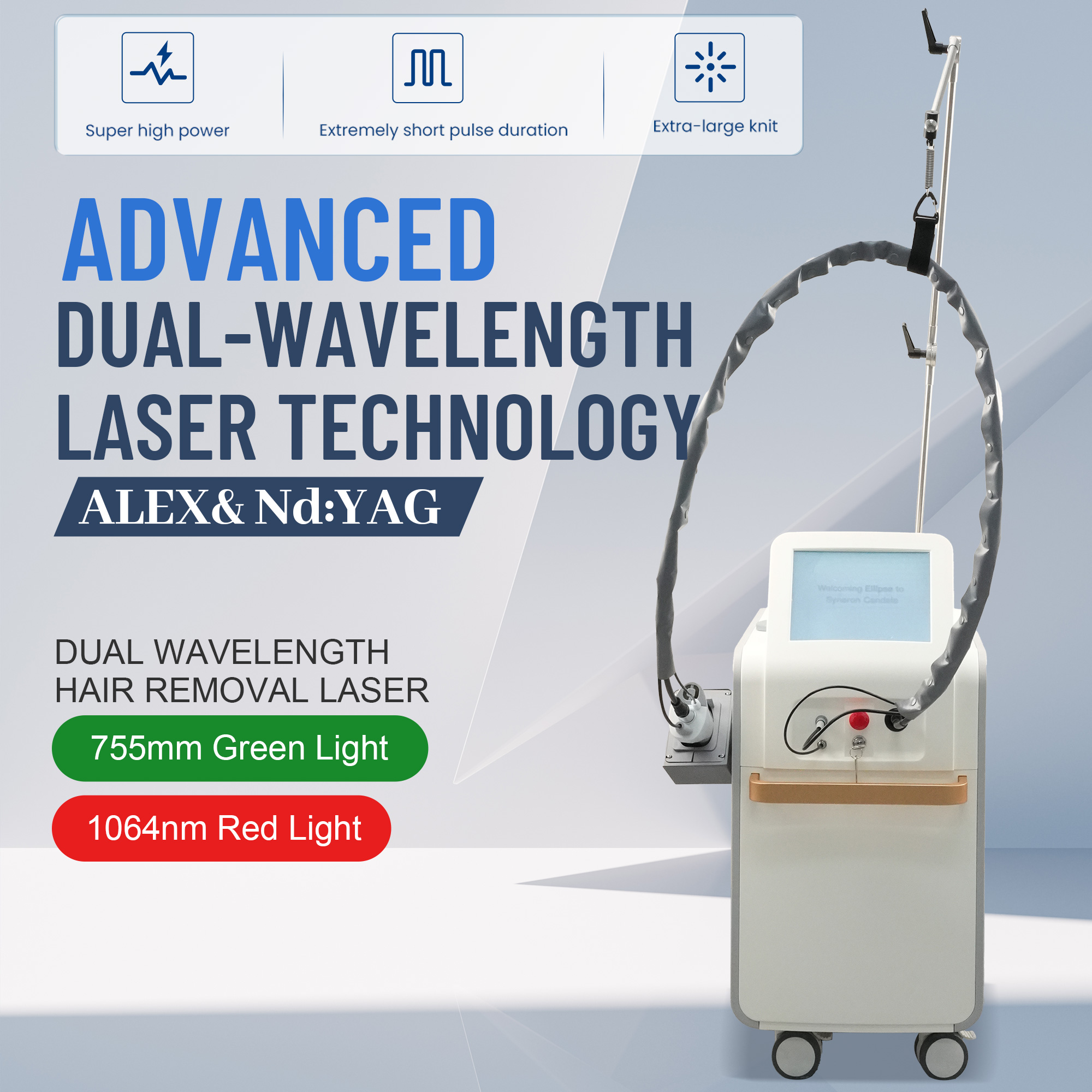 Professional Dual Wavelength Long Pulse Alexandrite Nd Yag Laser Hair Removal Machine 755nm 1064nm For Salon Spa Use
