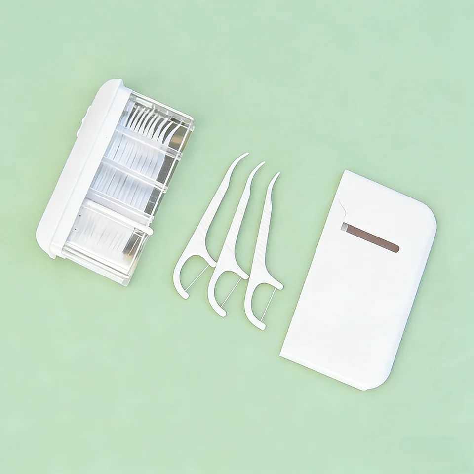 80 Pcs Dental Floss Picks + Luxury Automatic Pop-Up Dispenser Portable Oral Care Box Home Travel Daily Use Z260805