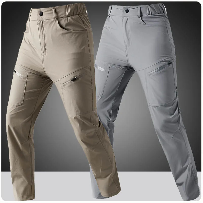 Summer Lightweight Waterproof Trousers Mens Fishing Pants Outdoor Hiking Nylon Quick Dry Pockets Cargo Pant Casual Work Trousers 260805