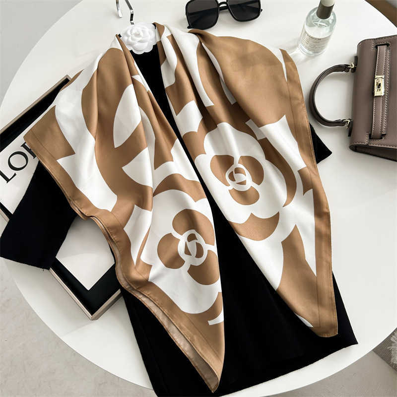 Elegant twill faux silk scarf 2024 new square scarf versatile for spring and autumn outfits small neck scarf L26080459NP
