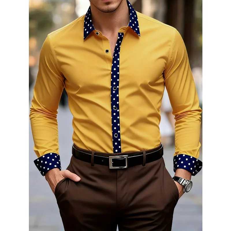 FGKKS Men's Shirt Brand New Arrival Patchwork Four Season Tuxedo Long Sleeve Smart Casual Elastic Male Business Shirts Z260805