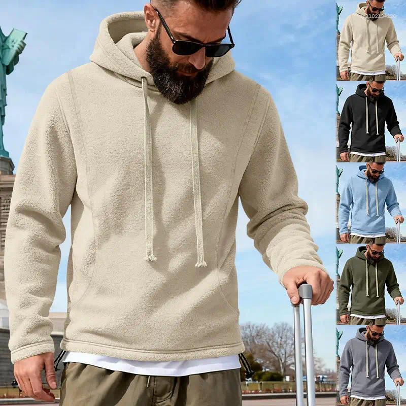 Men's Hoodies Loose Thickened Fleece Hoodie Outdoor Tactical Training Warm Color Sweatshirt Polyester Fiber Resistant To Deform...
