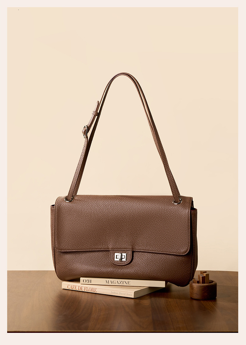 High-quality top-grain cowhide elephant gray crossbody bag with a unique design model underarm style large capacity, a high-end feel, and can be car