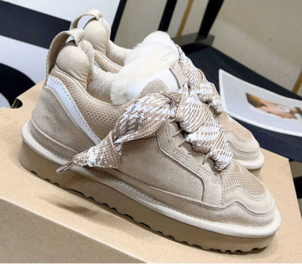 2026 Womens Low Heel Sneakers Casual Walking Shoes with Suede and Wool Accents for Winter jpyt
