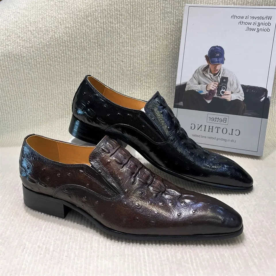 Leather Men's Handmade Python Genuine Pattern Loafers 2025 Spring Autumn Formal Oxford Wedding Shoes Office Footwear H260805