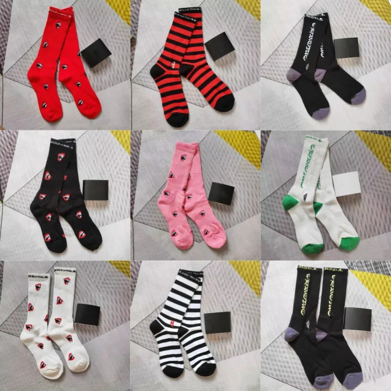 Chaussettes d'équipage en coton tricoté mi-mollet imprimé Jacquard, bonneterie de sport pour hommes, luxe côtelé, athlétique, respirant, Streetwe