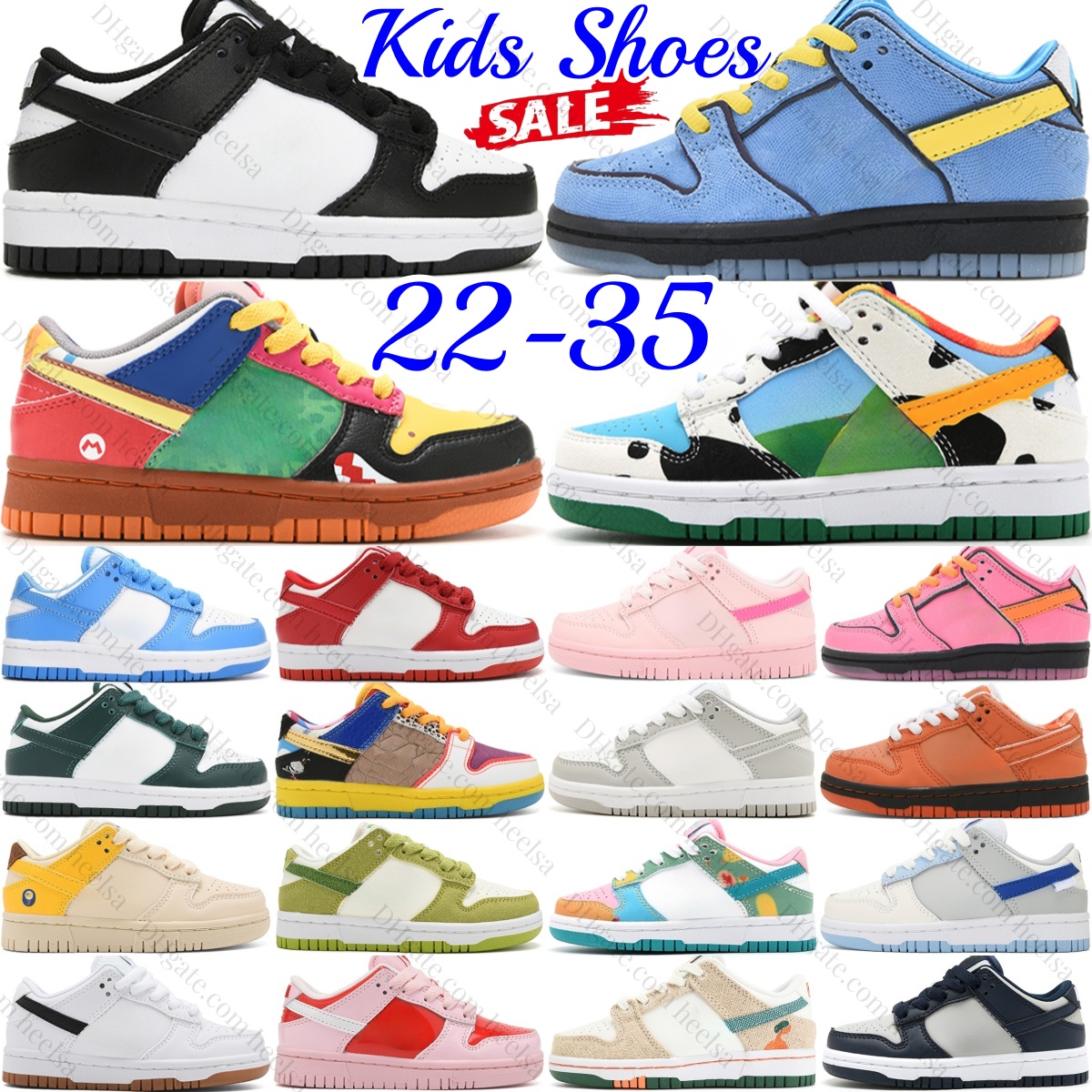 Kids Shoes Low Toddlers Black Panda Chunky Sneakers Running Black White Boys Designer Girls Trainers Children Youth Pink Argon Chicago UNC Orange
