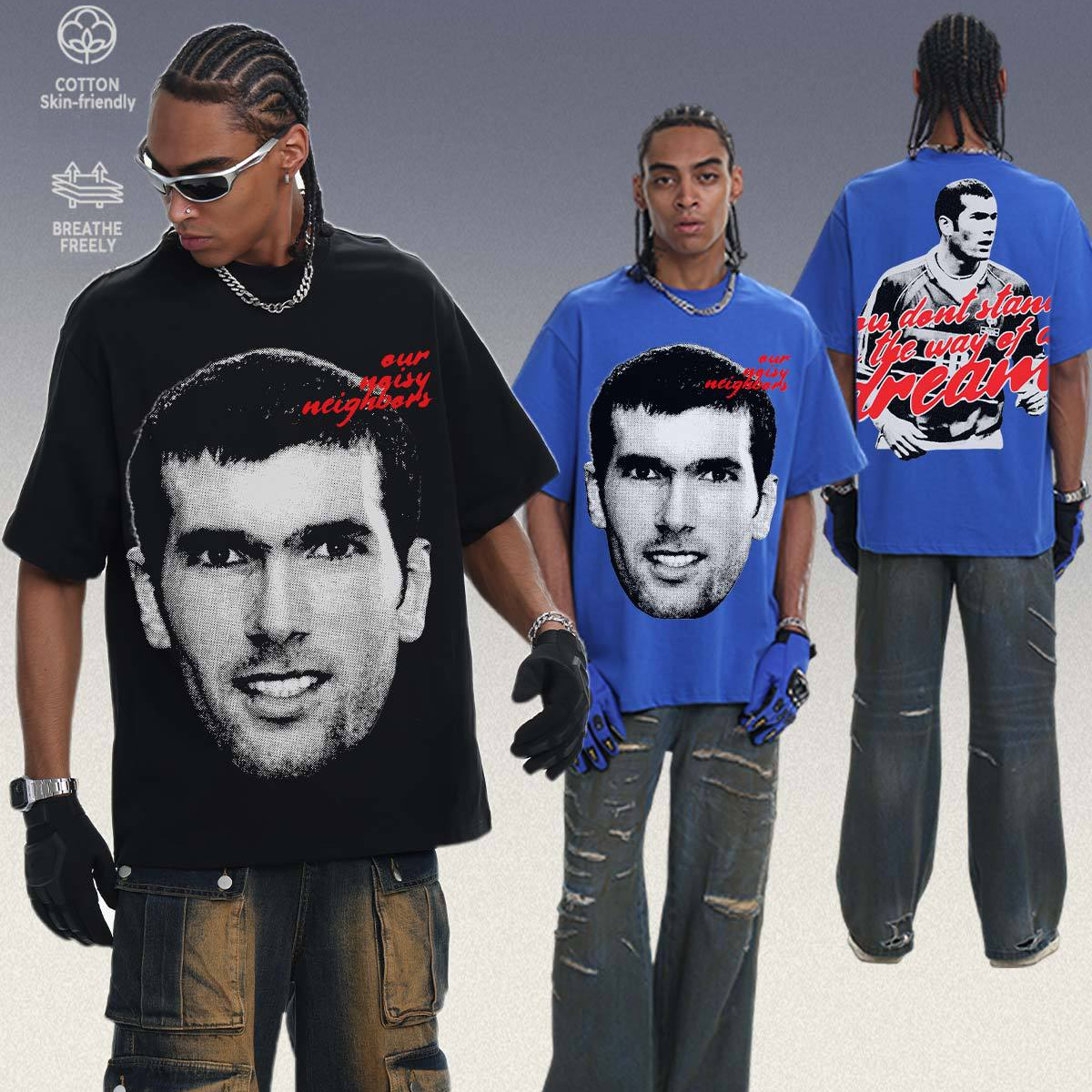 2026 washed T-Shirt Zidane American retro style pure cotton heavy snow-washed summer breathable loose casual top T-shirt
