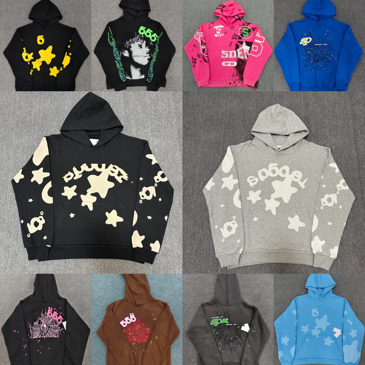 designer hoodies mens pants fashion spider hoodie and hight quality pants Stree puff and Sweatpant Set Cobweb spider hoody multi Color tracksuit qua