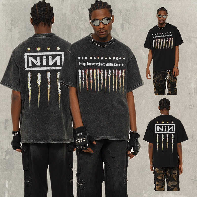 American summer retro pure cotton heavyweight men's T-shirt printed short sved men's short sved shirt D260805