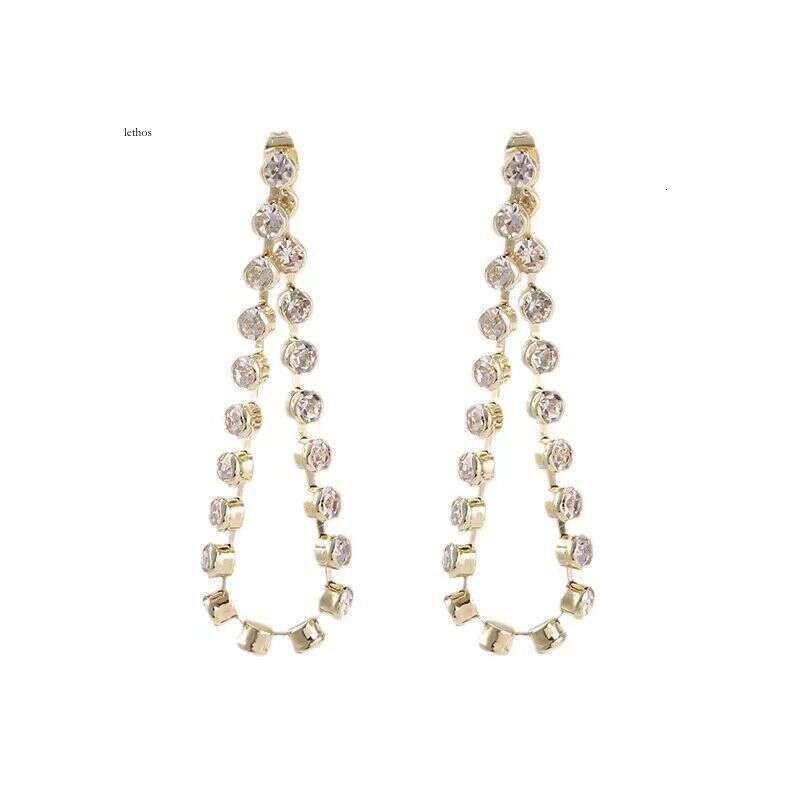 Korean-style elegant and sophisticated rhinestone teardrop earrings, long style, trendy, light luxury, high-end zircon earrings for women