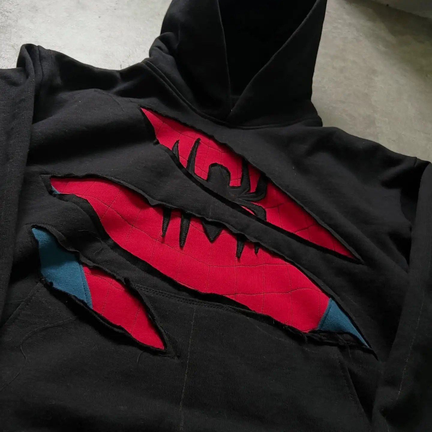 American Retro Spider Patchwork Print Hoodies Fashion Oversized Loose Full Zipper Hoodie Men Jacket Gothic Street Y2k Sweatshirt 260805