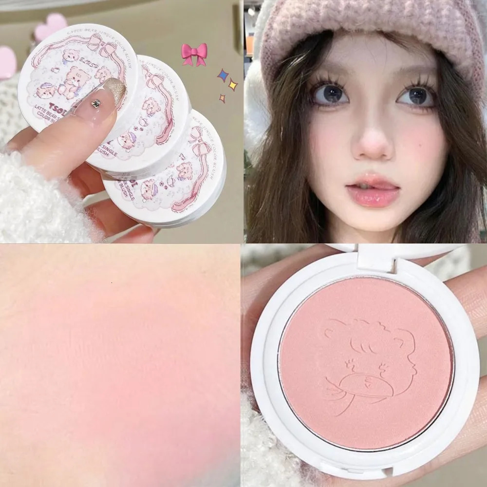 Monochrome Cute Blusher Peach Milk Pink Cream Natural Cheek Tint Brighten Waterproof Matte Face Contouring Blush Palette Makeup 260730
