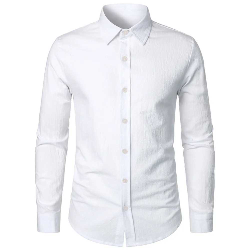 Cotton Linen Shirt for Men Slim Fit Tops Long Sleeve Bussiness Shirt Spring Autumn Casual Formal Men's Shirts Z260805