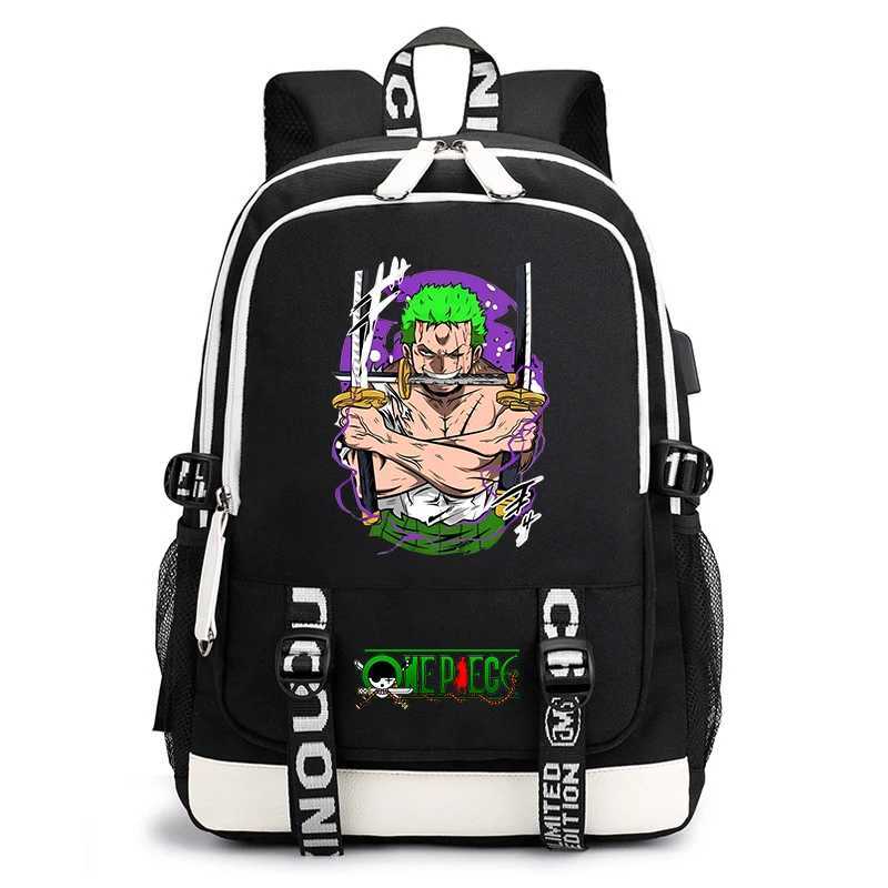 Piece One Zoro Printed Kids Backpack Cartoon Anime School Bag for Boys Girls Teens Lightweight Casual Daypack S2608044AV0