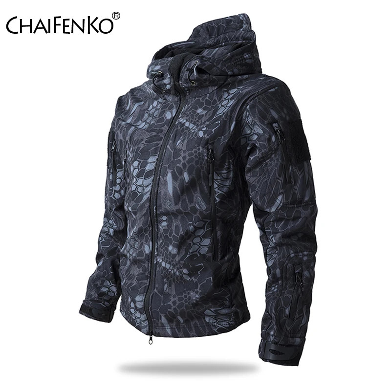 Lurker Shark Skin Soft Shell Tactical Jacket Men Winter Waterproof Fleece Hooded Coat Hunt Clothes Outdoor Camouflage Jacket 260805