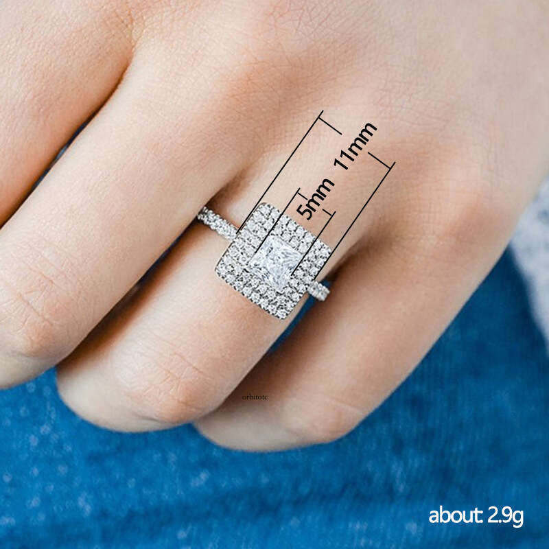 new Moissanite Jewelry Wish model: Classic geometric square ring elegant engagement and proposal diamond ring for women bestseller