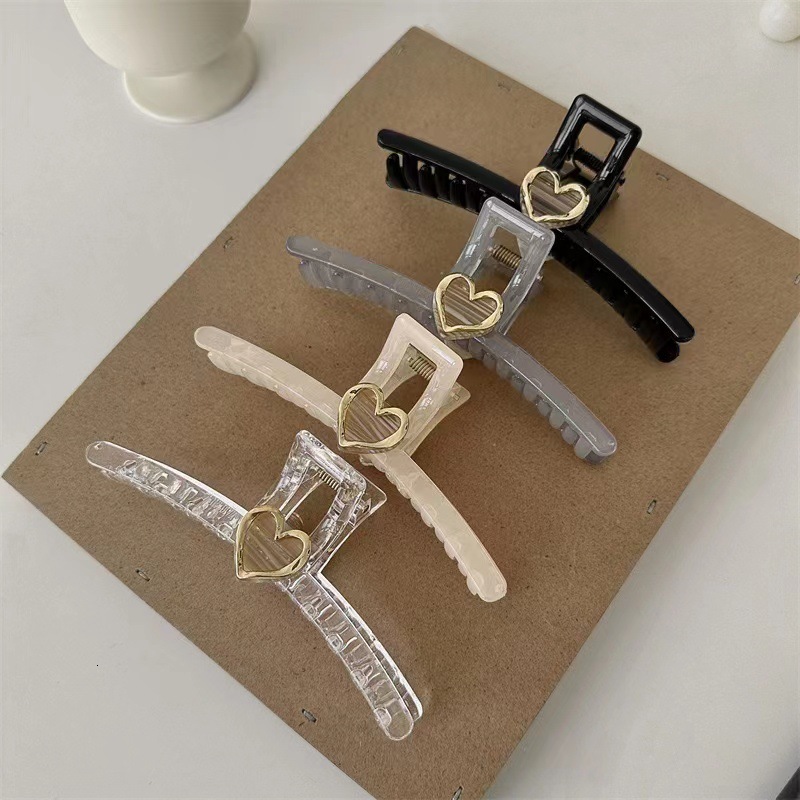 Buy 1 Get 1 Free 2026 New Model Back-of-the-Head Clip with Heart-Shaped Acrylic Design, Large Exquisite Fashionable Simple Hair Accessory for Women