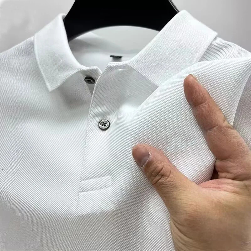 2025 Mens Summer Casual Breathable Comfortable Polo Shirt Solid Color High Quality Short Sleeve TShirt 260508banjia