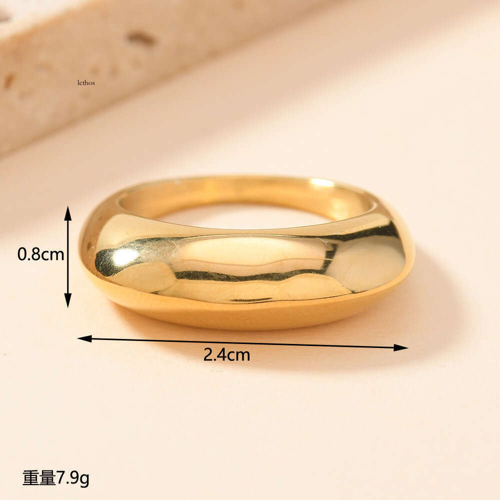 New titanium fashionable and simple cast geometric smooth ring niche design 925 Sterling Silver 14K Gold jewelry