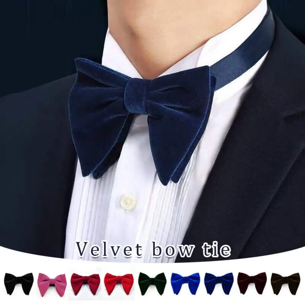 High Quality Oversized Bow Tie Solid Color Bowtie Adjustable Necktie Velvet Men Big Bow Tie Wedding Party Tuxedo 260731