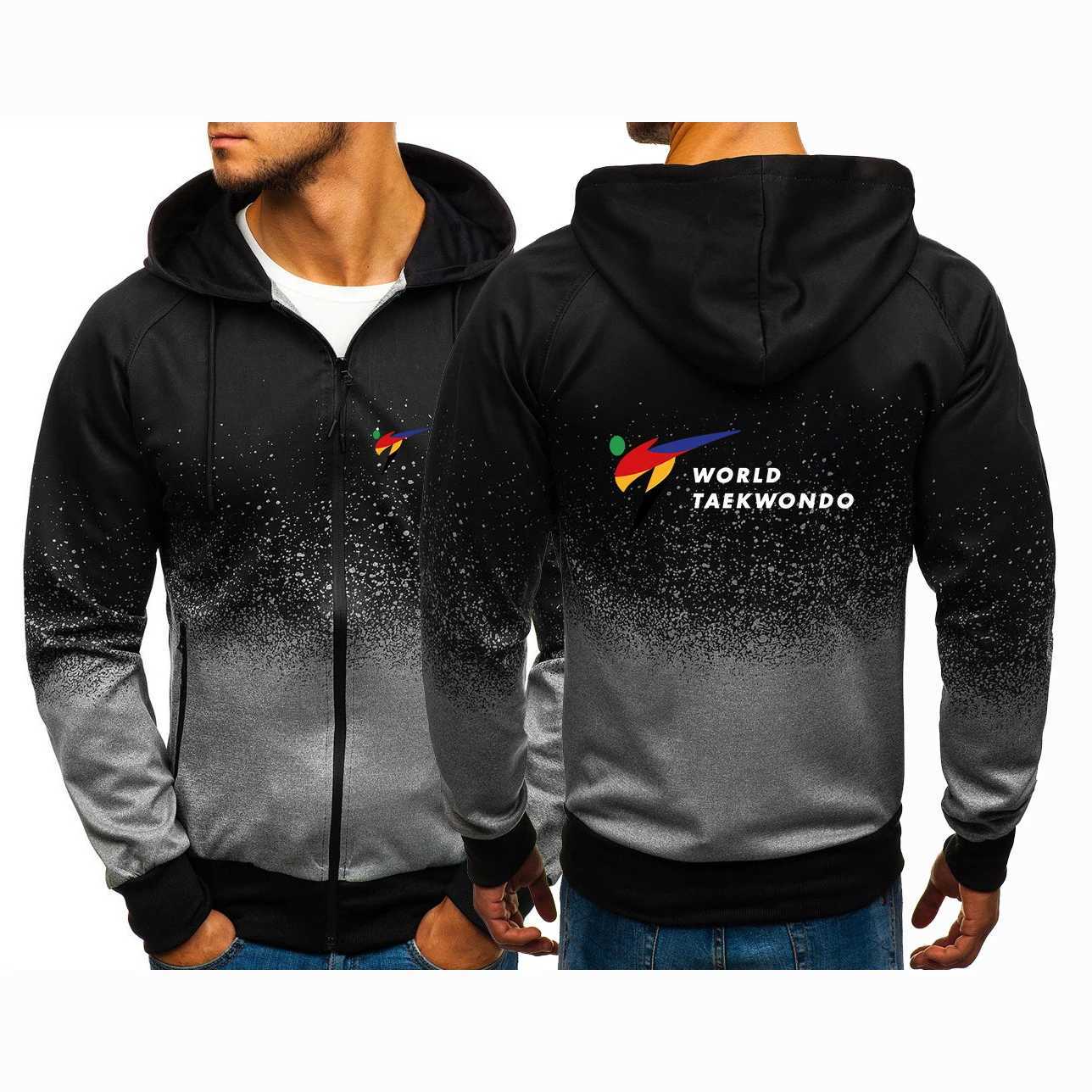 WTF World Taekwondo Federation Printed 2024 Spring Autumn Popular Gradient Color Sports Coat Men's Casual Cardigan Jacket S2608056V36