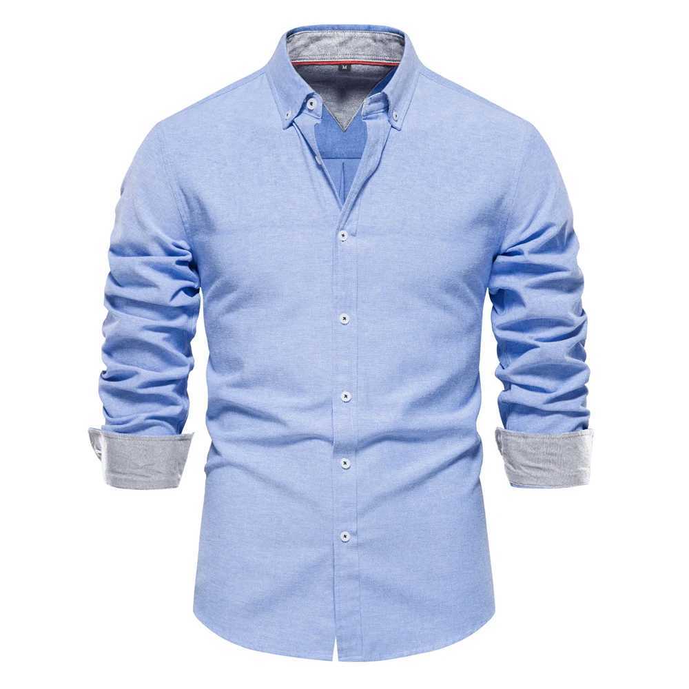 AIOPESON 2023 New Autumn Cotton Men's Oxford Shirt Long Sleeve Button Down Social Business Casual Shirts for Men Z260805