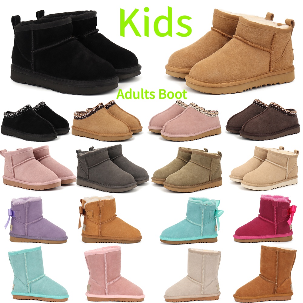 Kid boot Kids Tasman Slide Slippers Toddler Boots baby Australia Child snow boots Winter Fur Suede Super Mini Boots Non-Slip Warm For Girls Ankle Bo