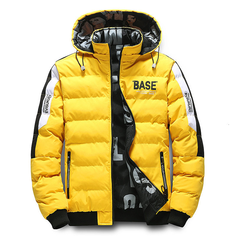 Plus-Size Full-Print Double-Sided Jacket Autumn Winter Trendy Hooded Stylish Cotton Coat Men, Suitable For Sports And Casual Wear