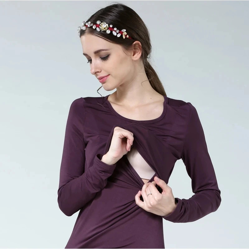 Spring Autumn Maternity Clothes Tees Breastfeeding Tops Pregnancy Sleepwear Clothes for Pregnant Women Nursing T-shirt Plus Size 260512