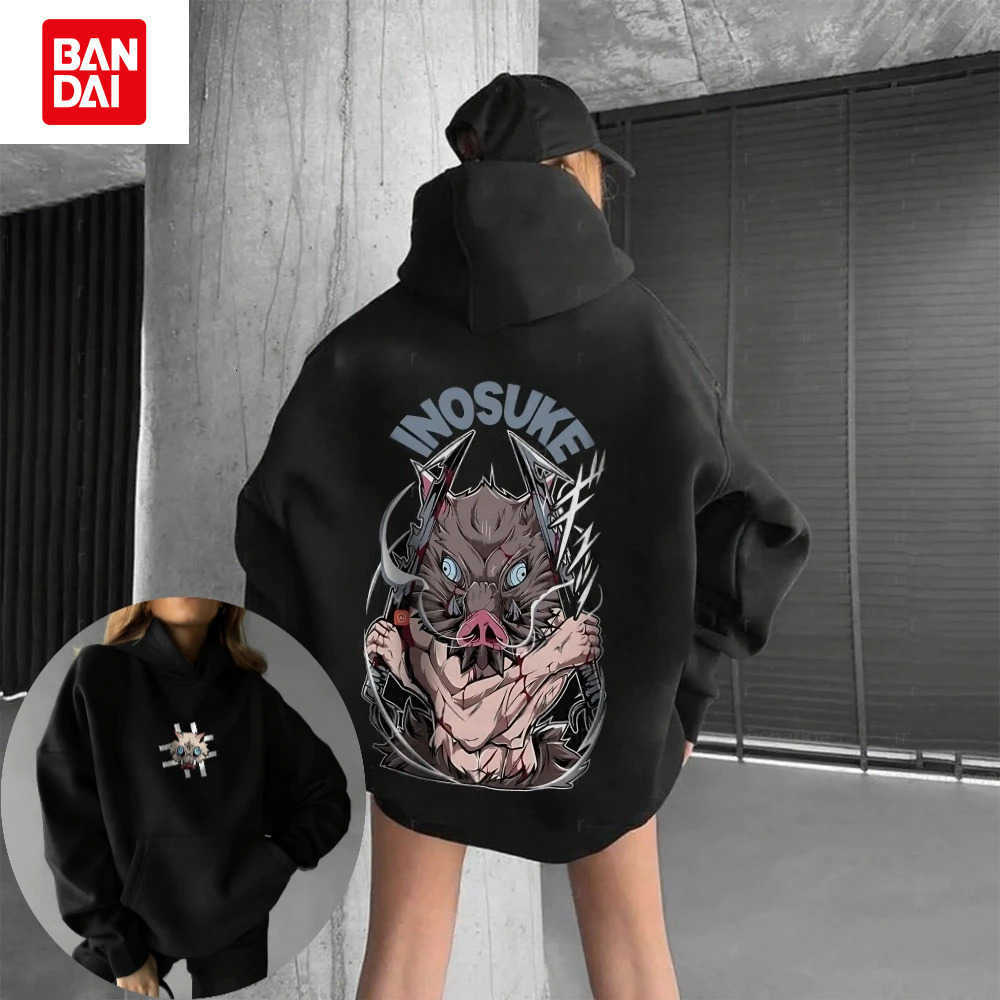 Bandai Demon Slayer Men's Women's Hoodie Sweatshirt Hashibira Inosuke Anime Spring Autumn Winter Boy Long-sleeved Parent-child Outfit L260