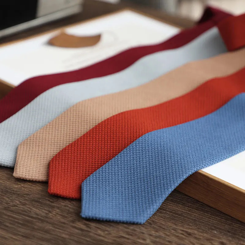 Plaid Solid Color Neckties For Men Women Vintage Knitted Thick Neck Ties Soft Casual White Green Tie Trendy Carvate 7CM 260731