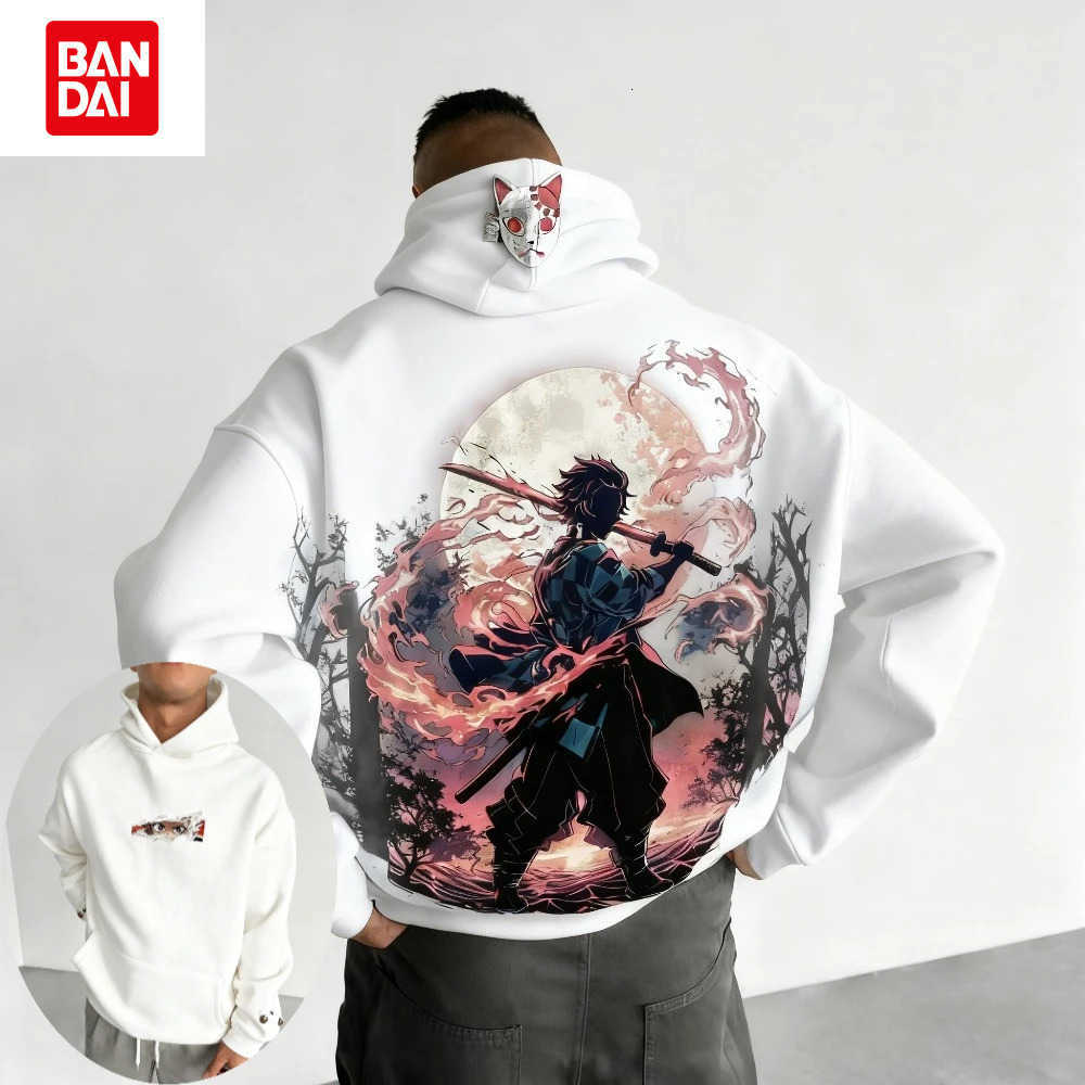 Bandai Demon Slayer Men's Hoodie Sweatshirt Kamado Tanjirou Anime Spring Autumn and Winter Boy Warm Long-sleeved Parent-child Outfit L260805BJ2