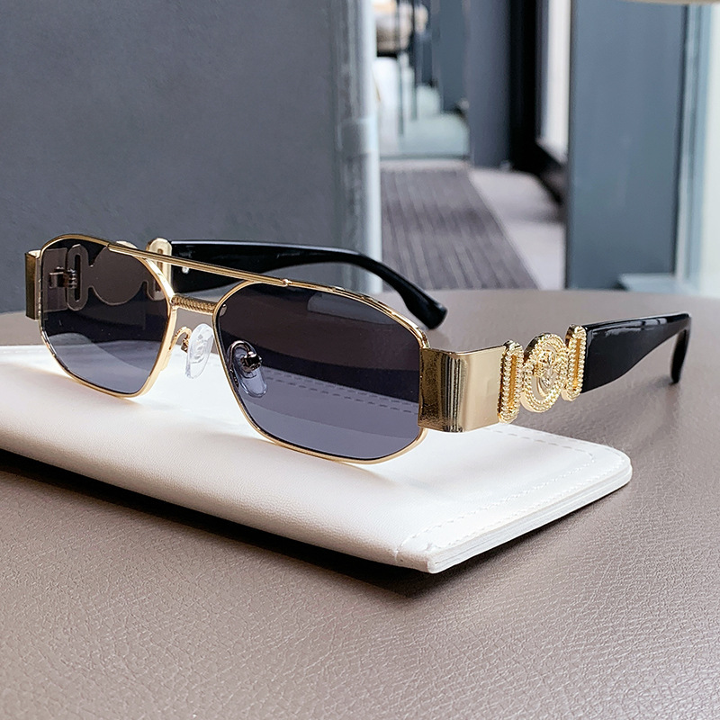 Luxury Brand Designer Sunglasses DAPARO Cross-Border Metal Double-Bridge Sunglasses, European American Trendy Men's Sunglasses With Head Decora