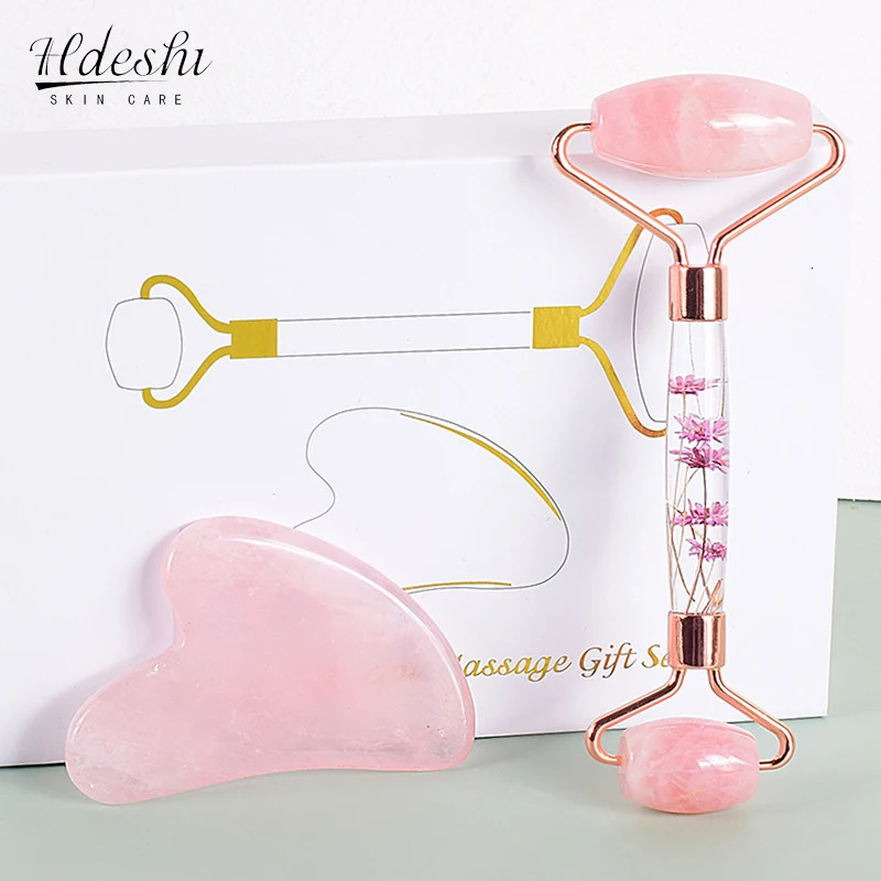 Natural Facial Massager Face Roller Gua Sha Scraper Double Heads Jade Stone Roller Skin Care Rose Quartz Massage for Face Body 260805