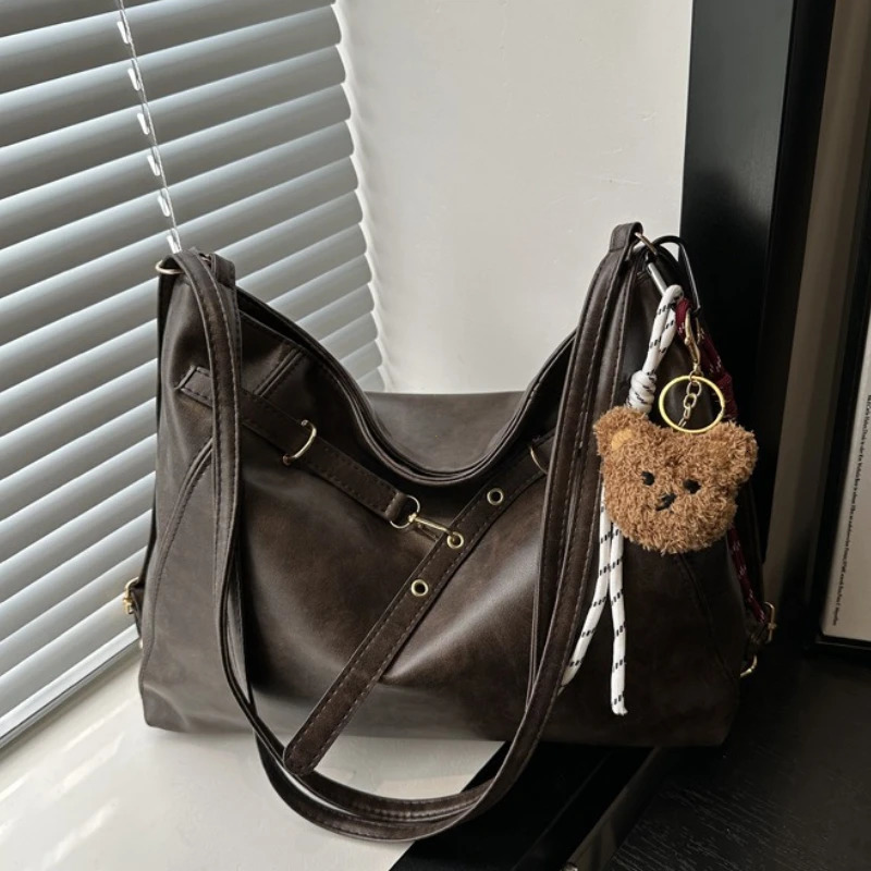 Retro Large Capacity Womens Tote Bag Fashionable Casual Double Shoulder Backpack for Autumn Winter Arrival Trendy Handbags260729