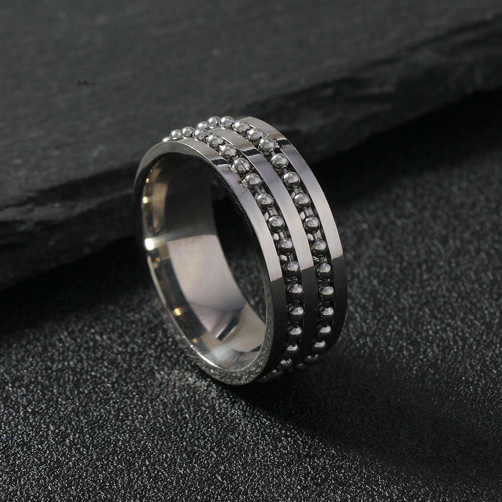 popular couple unisex rotatable single and double row beaded rings 925 Sterling Silver 18K Gold jewelry wholesale