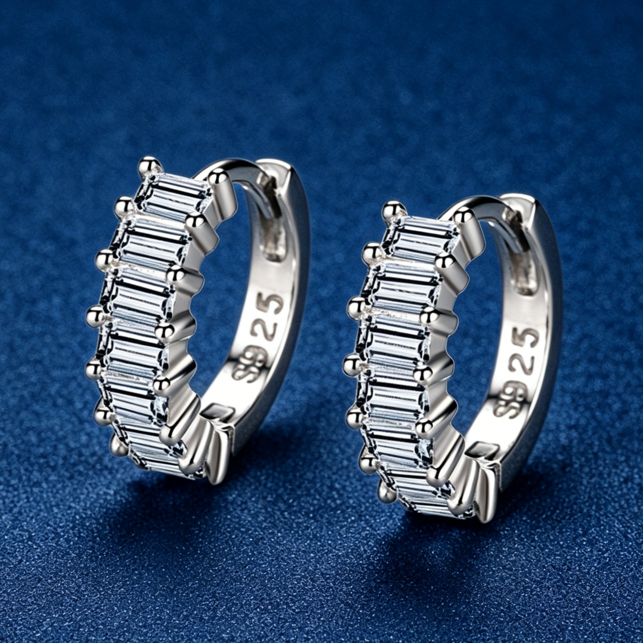Stock Exquisite 925 Sterling Silver Rhodium Classic Hoop Earrings Women's Zircon Fashion Jewelry for Weddings Party Gift
