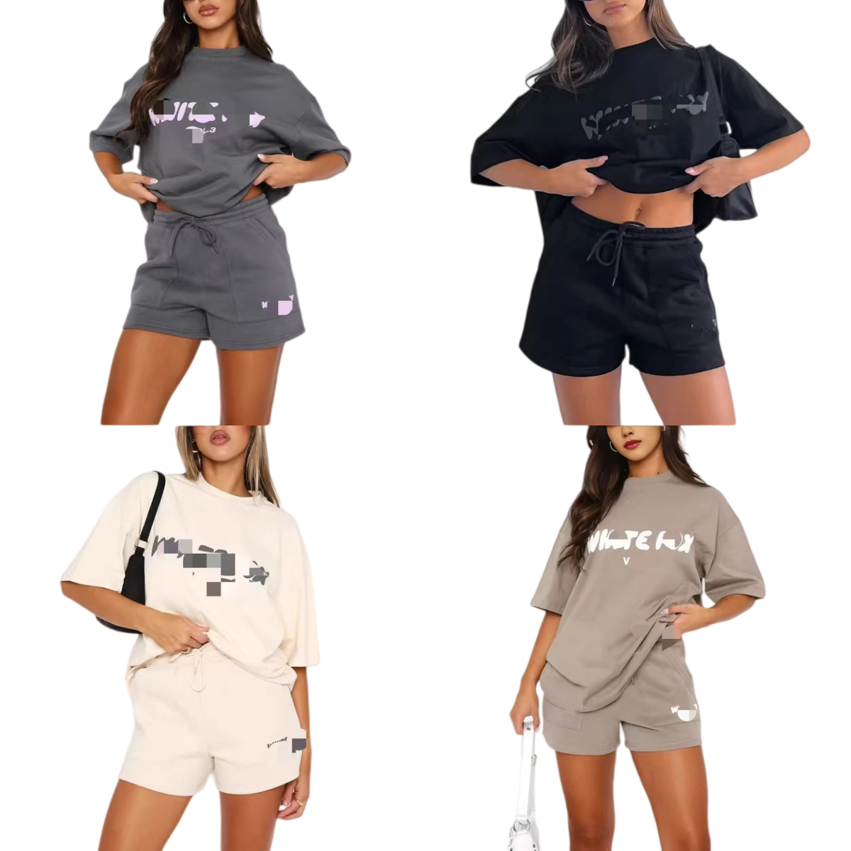 Whirtely Foixly Hoodie Tracksuits designer womens T-Shirt shorts Spring Summer New T Shirt Set Fashionable Sports Foam Sleeved Pullover Shorts Two P