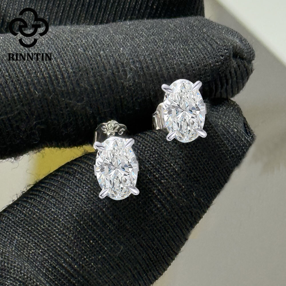 SMOE02 Ready to Ship Earring Classic Design 925 Sterling Silver GRA Certificated Diamond VVS Oval Shape Moissanite Stud Earrings