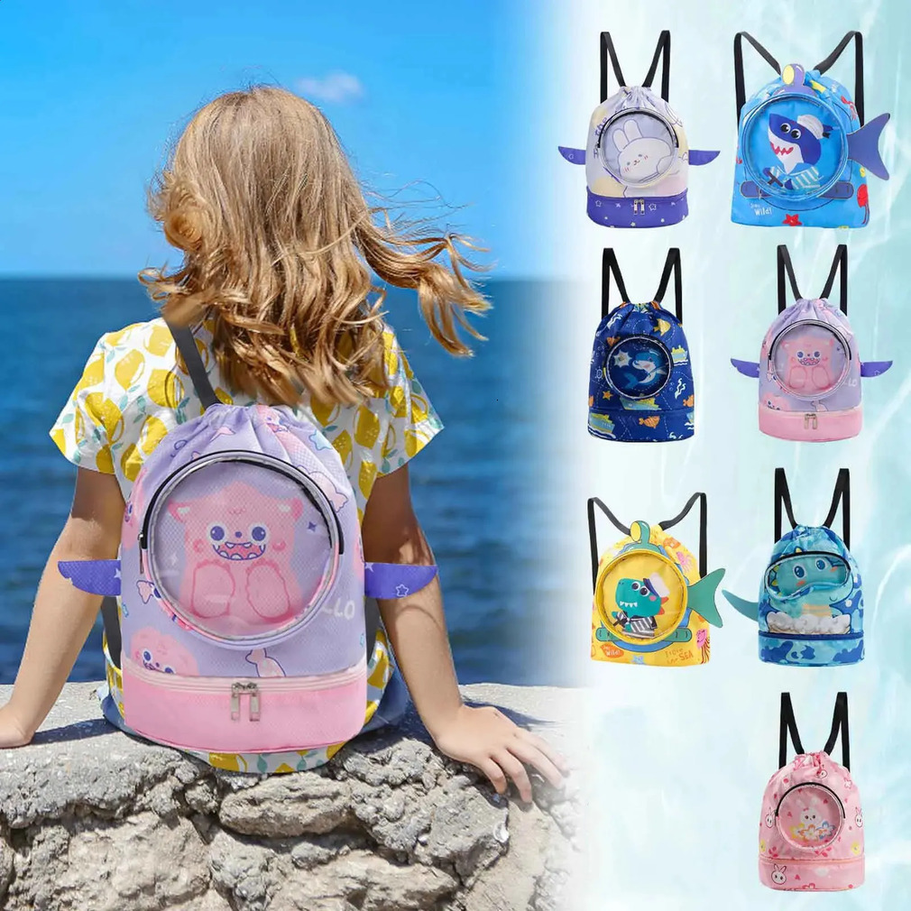 Swimming Wet Dry Bag Waterproof Kids Backpack Portable Oxford Cloth Separation Children Pouch perfume Clothes cologne Holder Pink 003