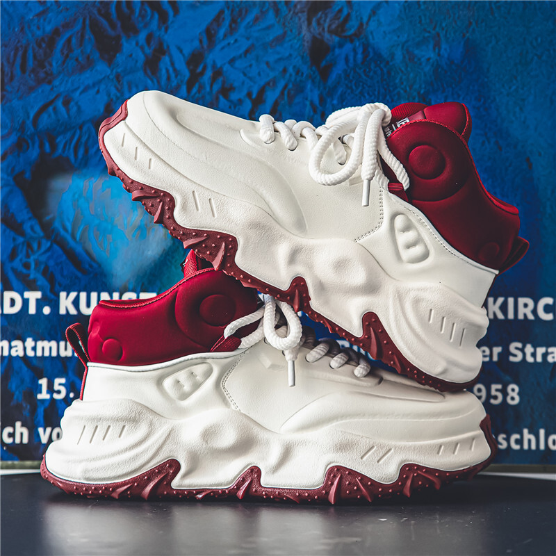 New Mid-Top Men's Trendy Versatile Fashion Thick-Soled Non-Slip Breathable Wear-Resistant Shock-Absorbing Casual Sports Shoes