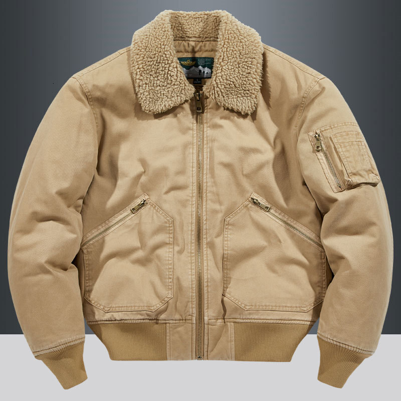 Lamb Wool Jacket, Thickened And Lined, Loose Fit, Plus Size, Men's Cotton Coat, Turn-Down Collar, Aviator Jacket 8208