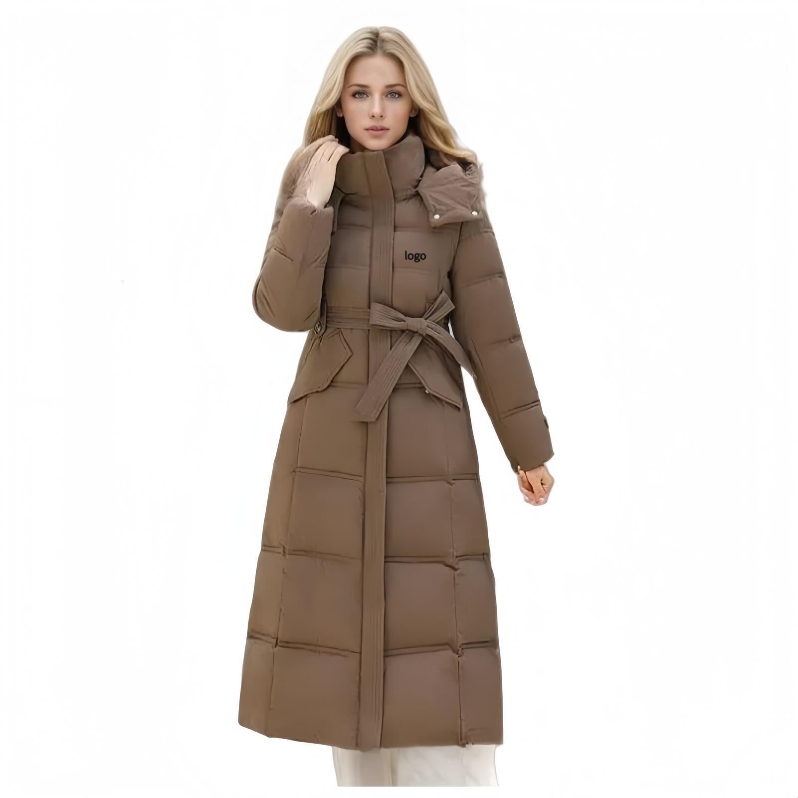 Womens Puffer Women Down Long Coat Designer Polyester Fabric Thickening Type Long Over the Knee Dress Long fur Collar Hooded Cotton Coat Stylish and