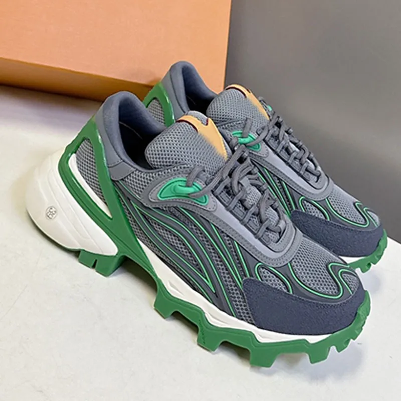 2026SS Designer Mens Summit Sneaker Outdoor Sports Running Shoes Men Thick soled Dad Shoes Striped Leather Upper Rubber