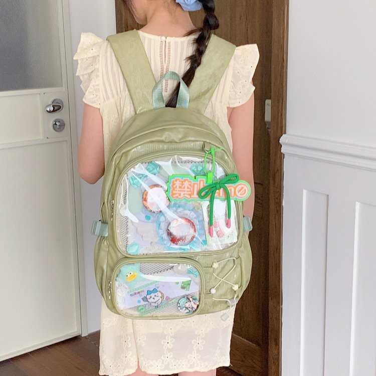Korean-style ins solid color versatile backpack for women anime-themed bag casual student school bag L26720